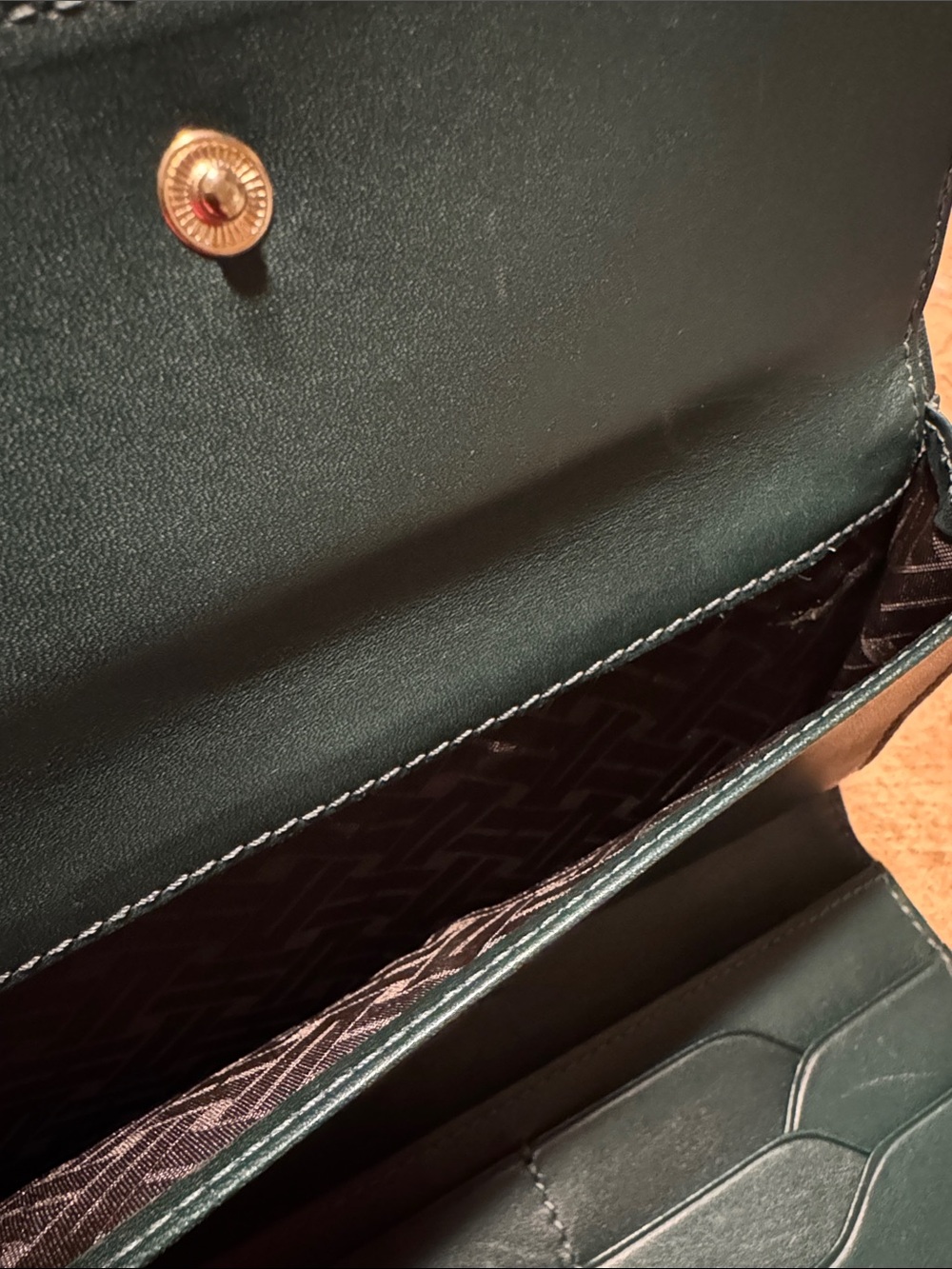 A Cole Haan Dark Teal Leather Wallet with Suede Accent - Picture 8 of 8